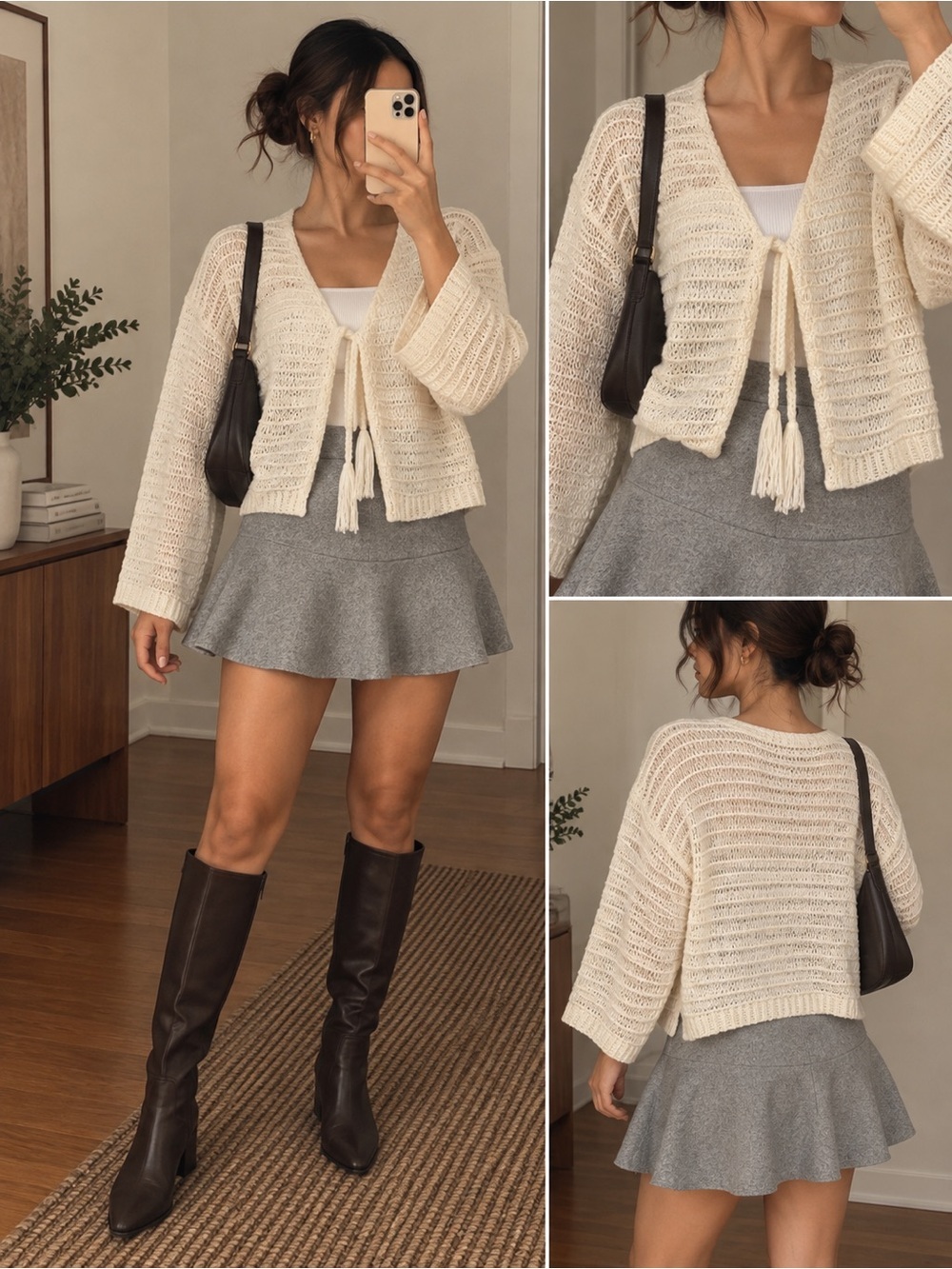 NWOT POLLY Knit Front-Tie Cardigan Layering Sweater